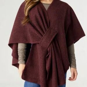 NWT Coco + Carmen Rae Pull Through Wrap Shawl In Burgundy